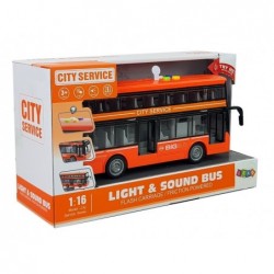 Double-decker Bus with Friction Drive Sound Lights 1:16 Orange