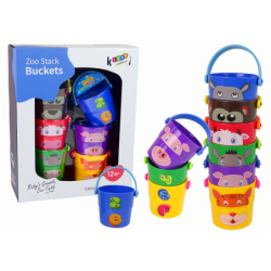 A set of colorful buckets...