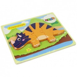 Wooden Puzzle Dinosaurs Triceratops Ankylosaurus Orange