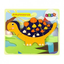 Wooden Puzzle Dinosaurs Triceratops Ankylosaurus Orange