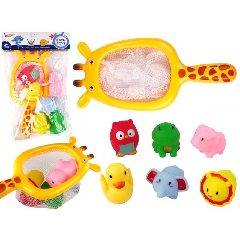 Rubber Mesh Giraffe Bathing Animal Set