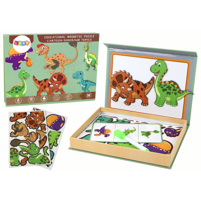 Educational Magnetic Puzzle Set With a Dinosaur Theme