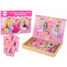 A set of educational magnetic puzzles with a Barbie motif