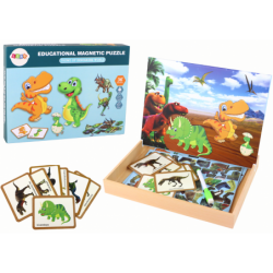 A set of educational magnetic puzzles with dinosaurs