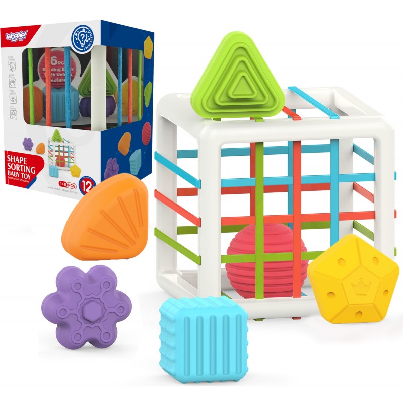 WOOPIE BABY Flexible Sensory Cube Sorter for Children Colorful Shapes
