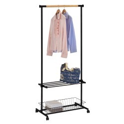 Clothes hanger trolley FOREST 80x36xH165cm, black natural