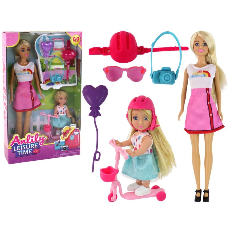 Anlily Children's Dolls Mother and Daughter Blonde Hair Scooter 8 El.