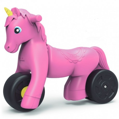FEBER Pink Unicorn Race Ride on Wide Wheels