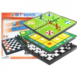 Magnetic Game Board Set 7 in 1 Chess Ludo Backgammon Draughts