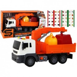 Garbage Truck With Crane Friction Drive Orange 1:16