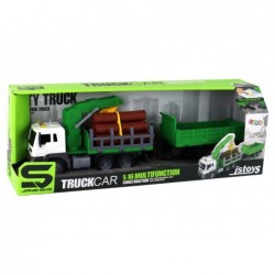 Truck With Crane Friction Drive Sounds Green Wood 1:16