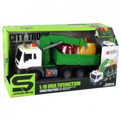 Garbage Truck With Crane Friction Drive Green 1:16