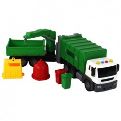 Garbage Truck With Crane Friction Drive Green 1:16