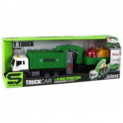 Garbage Truck With Crane Friction Drive Green 1:16