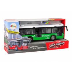 Battery Powered Bus Lights Sounds Friction Drive Green 1:16