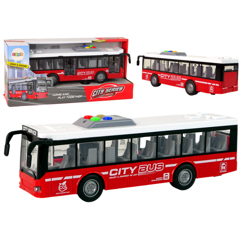 Battery Powered Bus Lights Sounds Friction Drive Red 1:16