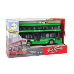 Battery Operated Double Decker Bus Lights Sounds Friction Drive Green