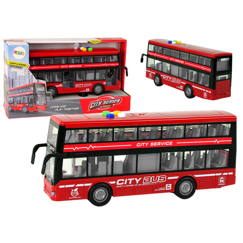 Battery Operated Double Decker Bus Lights Sounds Friction Drive Red