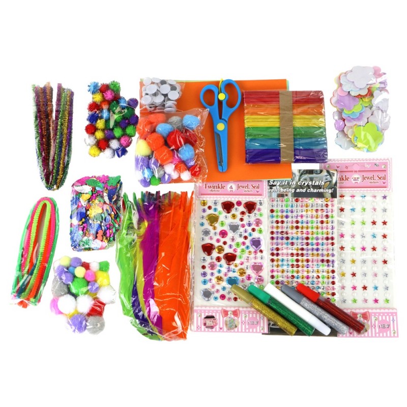 Little Artist's Creative Set Stickers Pompoms Feathers Glitter