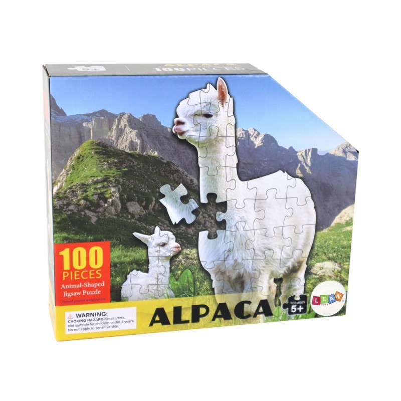 Puzzle 100 Pieces White Alpaca Animals Theme