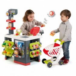 Smoby Red Supermarket Electronic Cash Register light sound 42 accessories Trolley