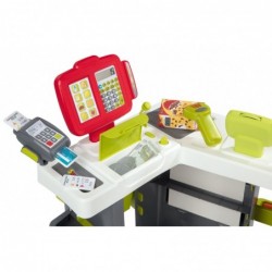 Smoby Red Supermarket Electronic Cash Register light sound 42 accessories Trolley
