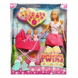 Simba Steffi Love Doll with children and Pink Deep Stroller