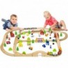 Wooden train with trains track for children 90 elements Viga Toys