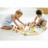 Wooden train with trains track for children 90 elements Viga Toys