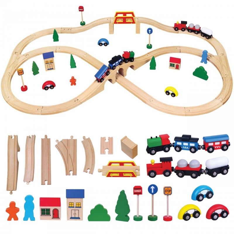 Деревянный огромный железнодорожный вокзал 49 элементов Поезд Поезд Viga Toys