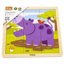 VIGA Handy Wooden Puzzle Hippopotamus 9 Pieces