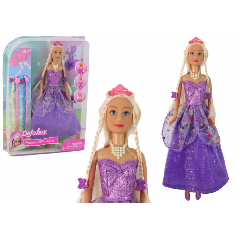 Princess Doll Purple Dress Set of Braids Extensions