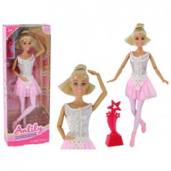 Children's Doll Anlily Ballerina Dancer Statuette Bun Pink Dress