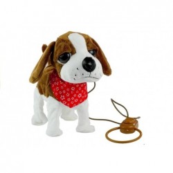 Interactive Dog On a Lead with Head-Scarf Moves Tail Sings