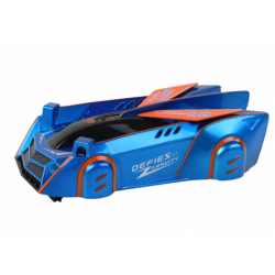 Sports car driving on the walls and ceiling with a blue laser