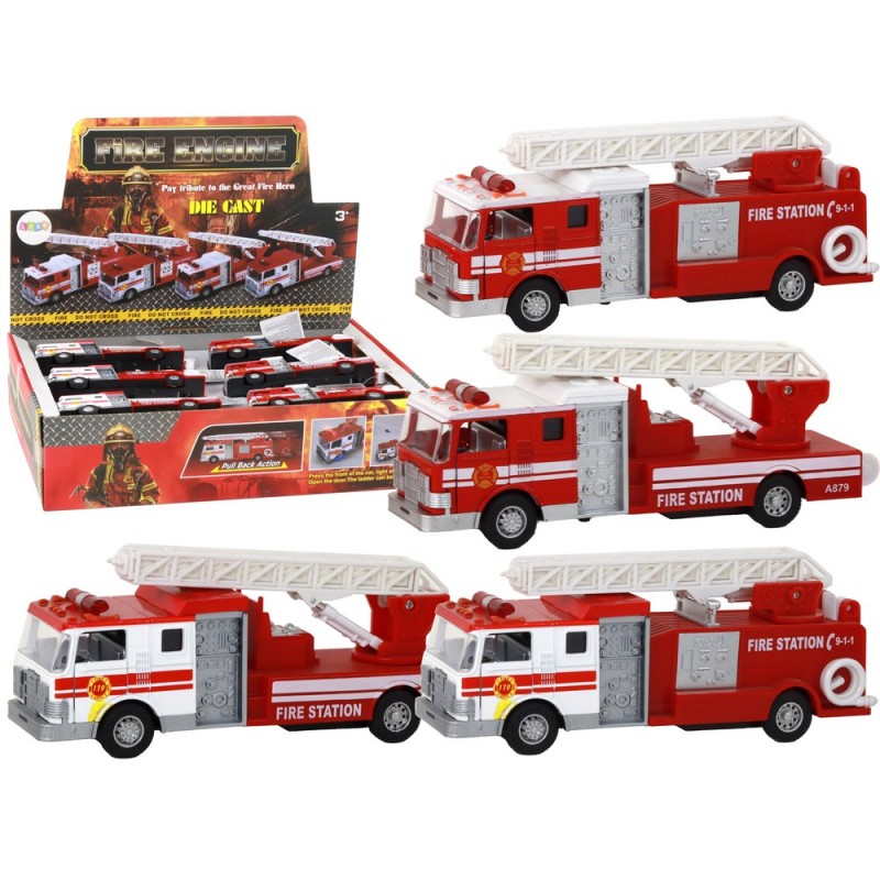 Fire Truck With Friction Drive Sound Extendable Ladder