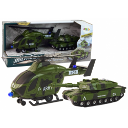 Military Set Tank Vehicle Military Helicopter Sound Lights 1:32