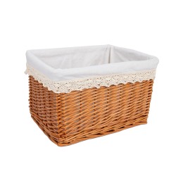 Basket MAX-3, 40x30xH24cm, weave, color  light brown, fabric with lace