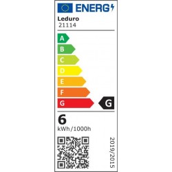 Light Bulb|LEDURO|Power consumption 6 Watts|Luminous flux 500 Lumen|3000 K|220-240|Beam angle 270 degrees|21114