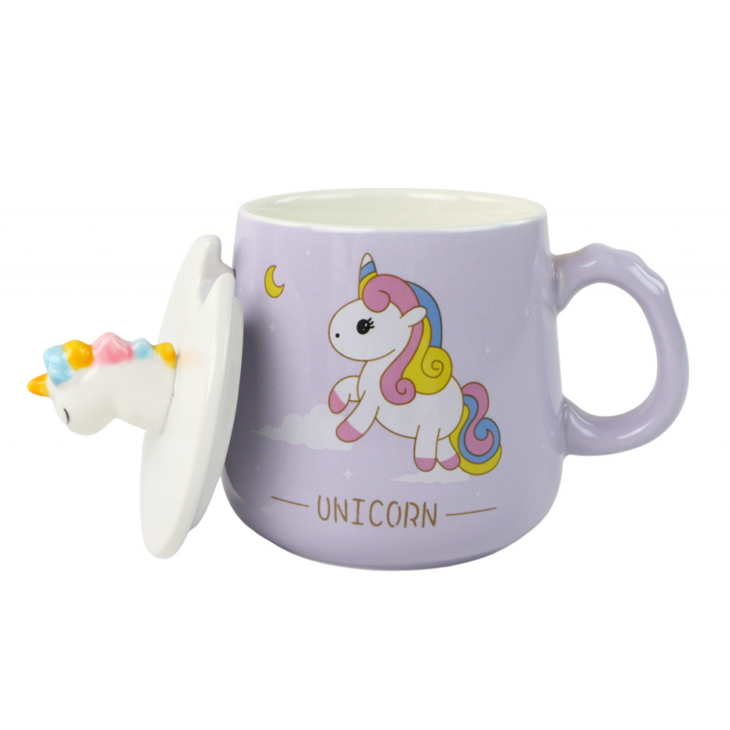 Purple Pattern Unicorn Mug, Spoon, Infuser