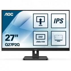 LCD Monitor|AOC|Q27P2Q|27"|Panel IPS|2560x1440|16:9|75Hz|4 ms|Speakers|Swivel|Pivot|Height adjustable|Tilt|Colour Black|Q27P2Q