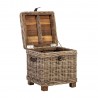 Trunk-side table EGROS 42x42xH43cm table top  recycled wood, wooden frame with natural rattan weaving, color  grey