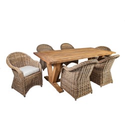 Garden furniture set KATALINA table and 6 chairs (42052) 220x100xH78cm, material  recycled teak wood, color  natural