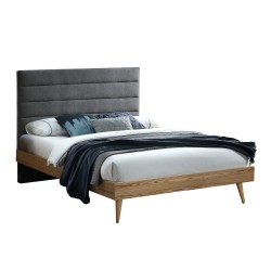 Bed ROMAN 160x200cm, grey fabric oak