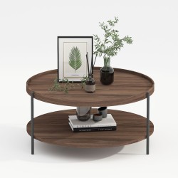 Coffee table CINDY D80xH40cm, melamine light walnut