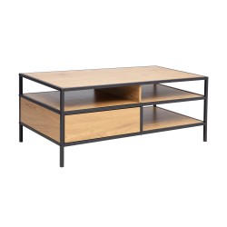 Coffee table HEDVIG with a drawer 100x50xH40cm, ash black