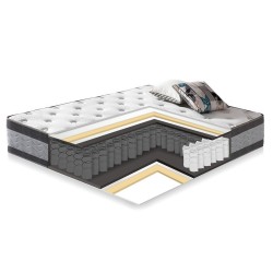 Bed LENA with mattress HARMONY DUO 160x200cm, beige