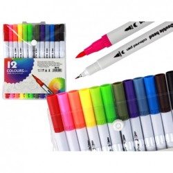 Set of 12 double-sided markers in different colors in an organizer