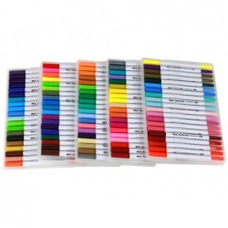 Set of 100 colored marker pens in an organizer
