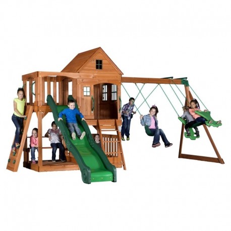 Huge Playground House Swing Slide Sandbox Backyard